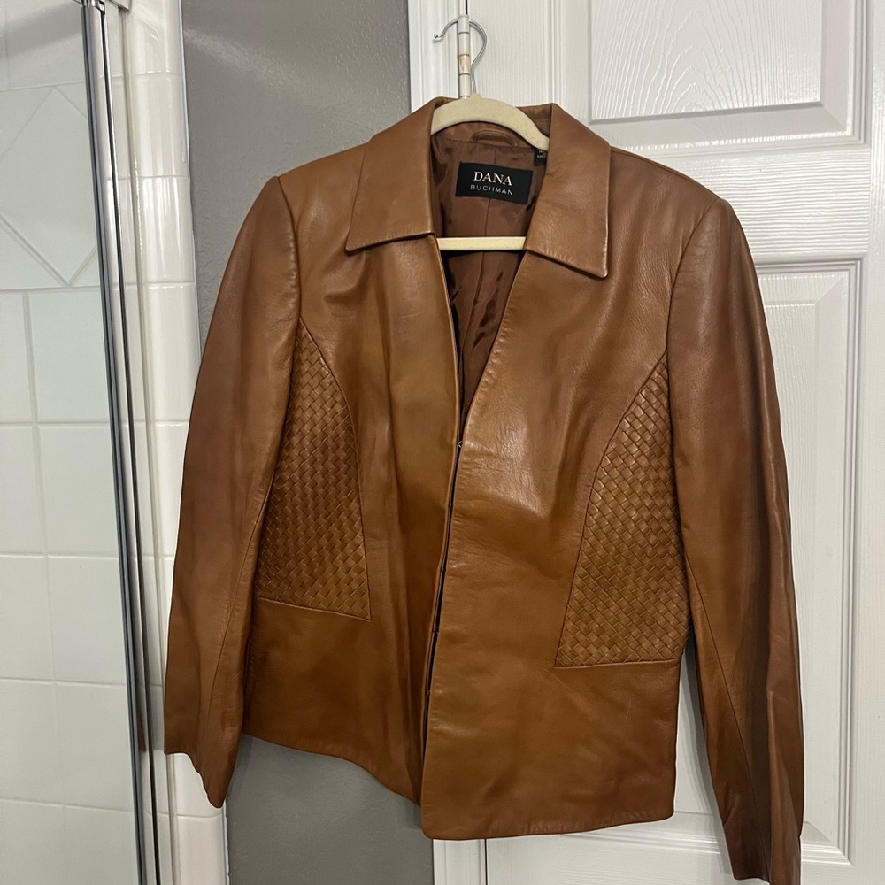 Dana Buchman Women's Brown Leather Jacket - Picture 3 of 4